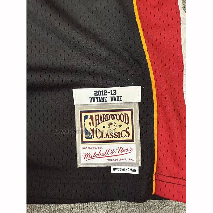 Camiseta Miami Heat Dwyane Wade NO 3 Mitchell & Ness 2012-13 Negro